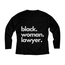 Load image into Gallery viewer, Black Woman Lawyer Long-Sleeve Performance V-Neck Tee