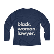 Load image into Gallery viewer, Black Woman Lawyer Long-Sleeve Performance V-Neck Tee
