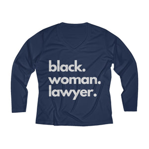 Black Woman Lawyer Long-Sleeve Performance V-Neck Tee
