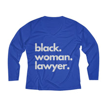 Load image into Gallery viewer, Black Woman Lawyer Long-Sleeve Performance V-Neck Tee
