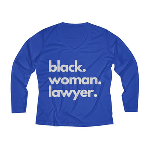 Black Woman Lawyer Long-Sleeve Performance V-Neck Tee
